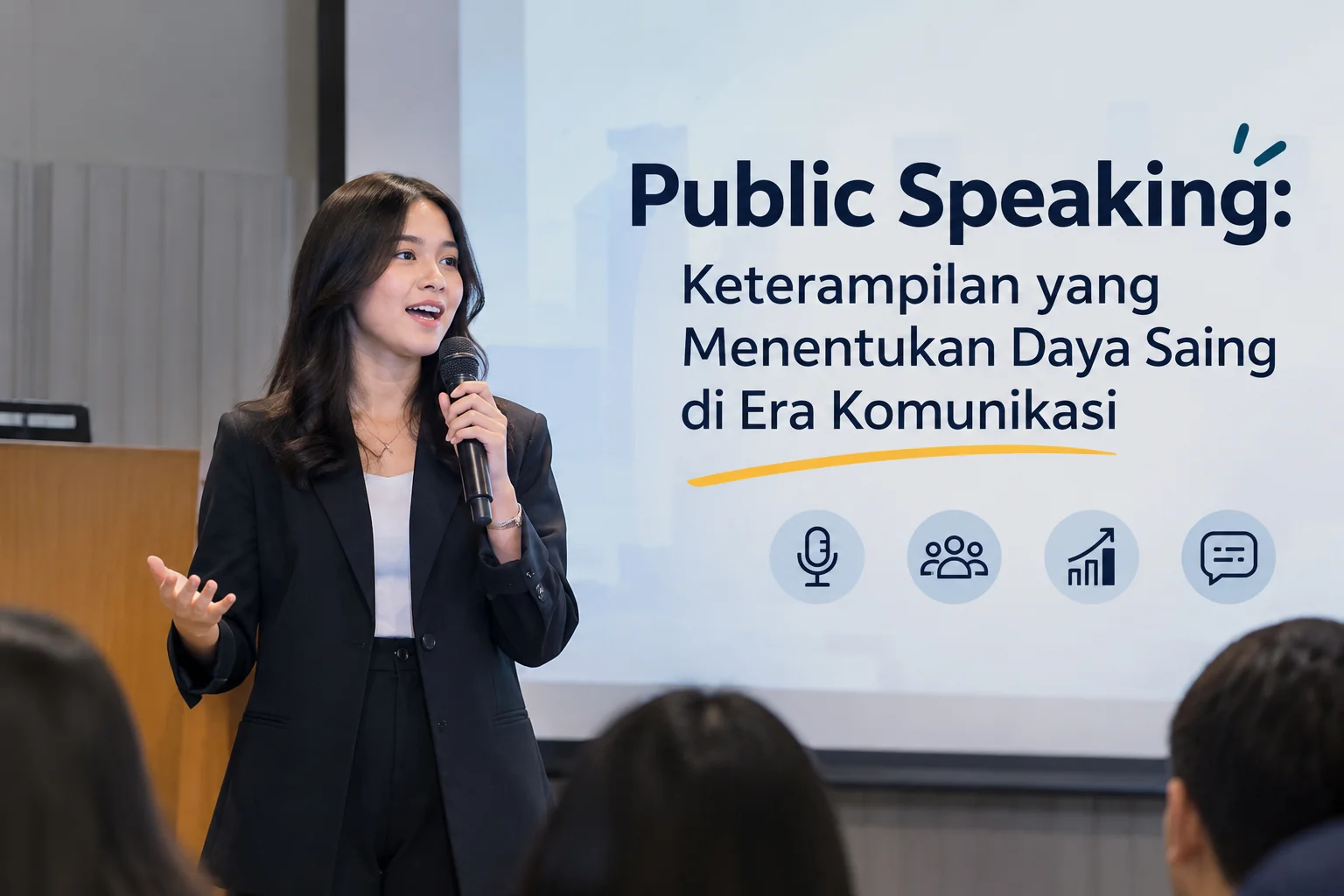 Public speaking meningkatkan komunikasi, kepercayaan diri, dan daya saing profesional.